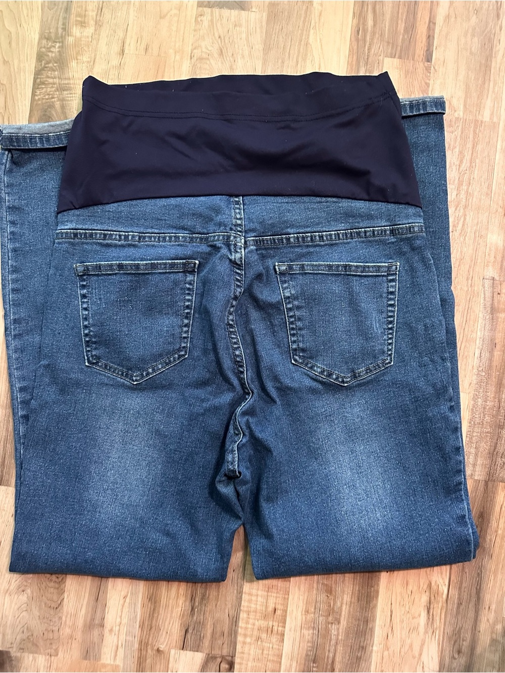 Maternity Stretch Panel, Denim Skinny Jeans - Blue Denim - Picture 2 of 8